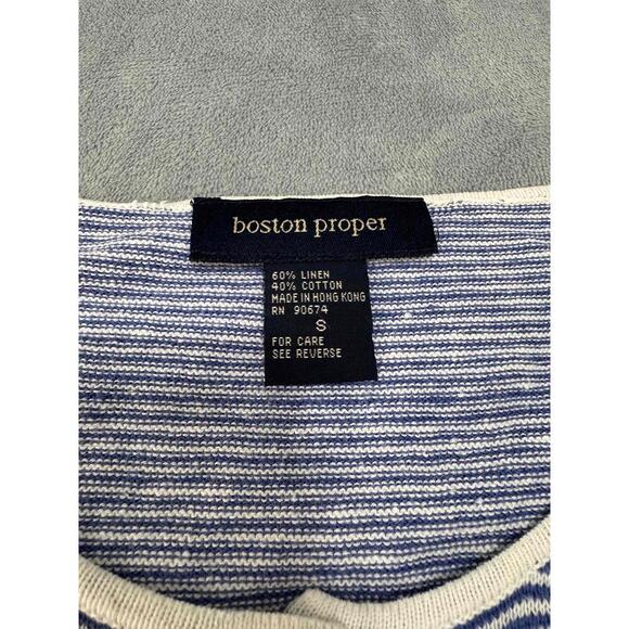 Boston Proper Blue White Striped Button Up Long Sleeve  Classic Cardigan Small - Picture 2 of 5